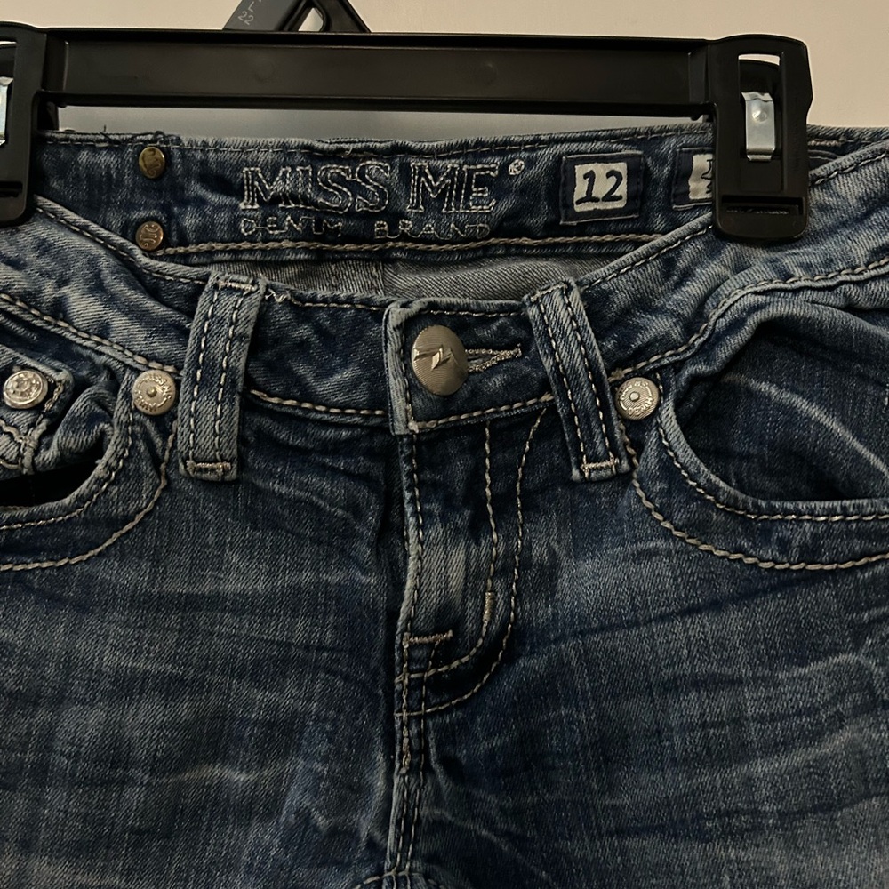 Miss Me Girls Dark Blue Washed Denim Jeans